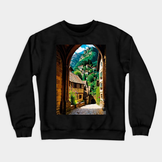 Medieval Towne - European Fantasy Render Crewneck Sweatshirt by CursedContent